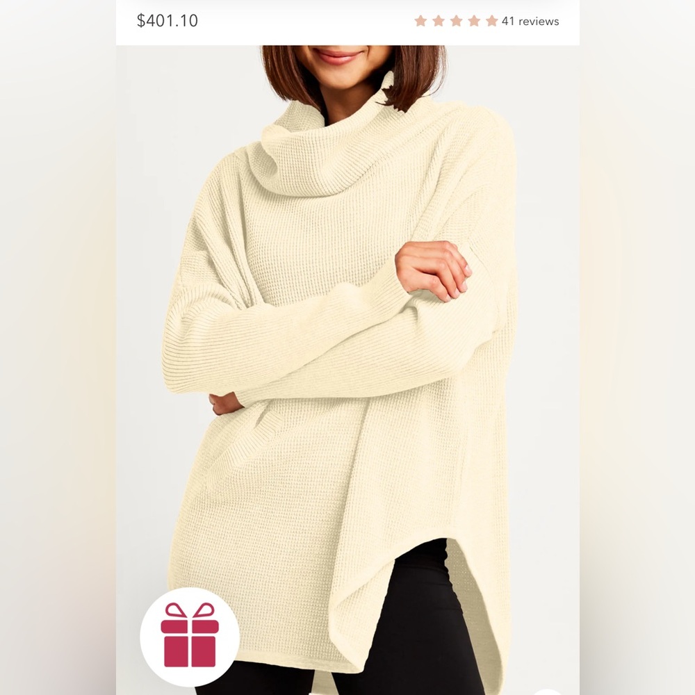 Cozy High Cowl Neck Tunic Sweater in Cream